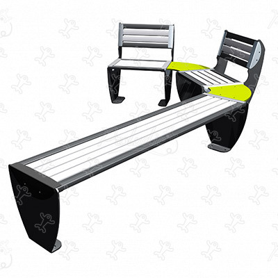 Bench & Seat Combination 2 J2874 outdoor furniture furniture, fencing and gates & ancillary items furniture (bench, waste bin, shelter…) image 3d