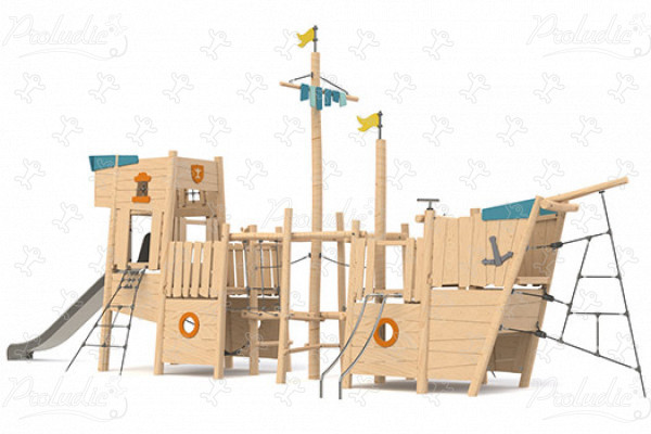 Galleon J49300® playgrounds sustainable natural wood equipment boats and seascapes image 3d