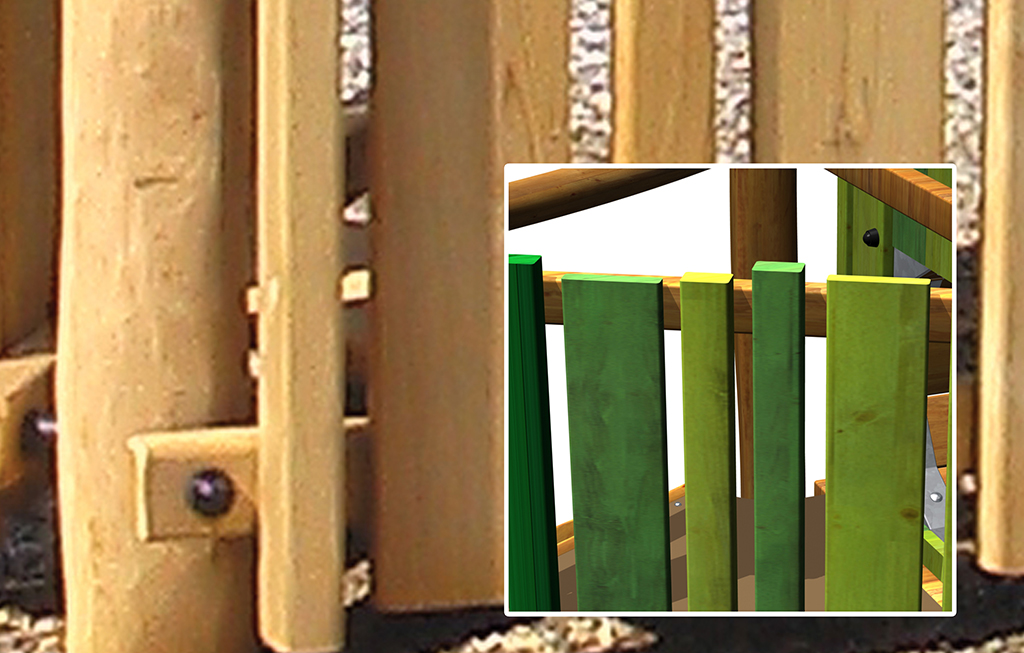 The panels, the climbing wall, the steps and the tunnel