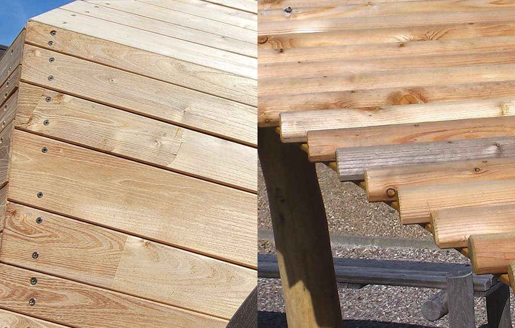 The boards and half-logs