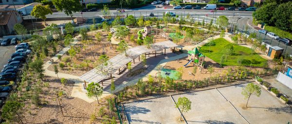 A wooden playground at the heart of an urban revitalization project